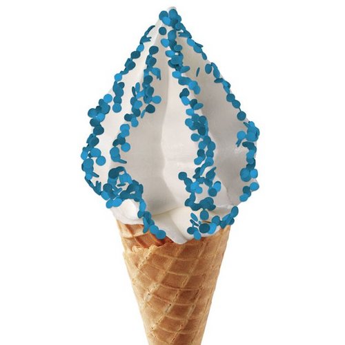 Soft ice cream with blue sprinkles